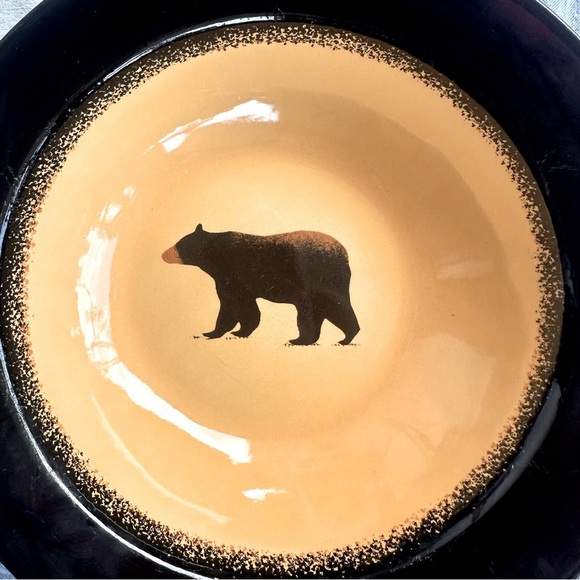 2 Brushwerks Big Sky Carvers BEAR Stoneware Bowls 9.5” Cabincore - Picture 5 of 12